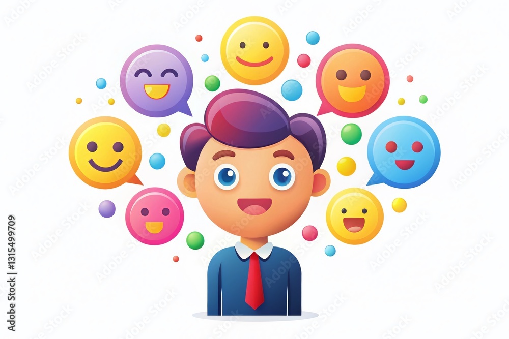 Flat Illustration: Critical Thinking Emoji Character - Conceptual Stock Photo Flat Illustration: Critical Thinking Emoji Character - Conceptual Stock Photo