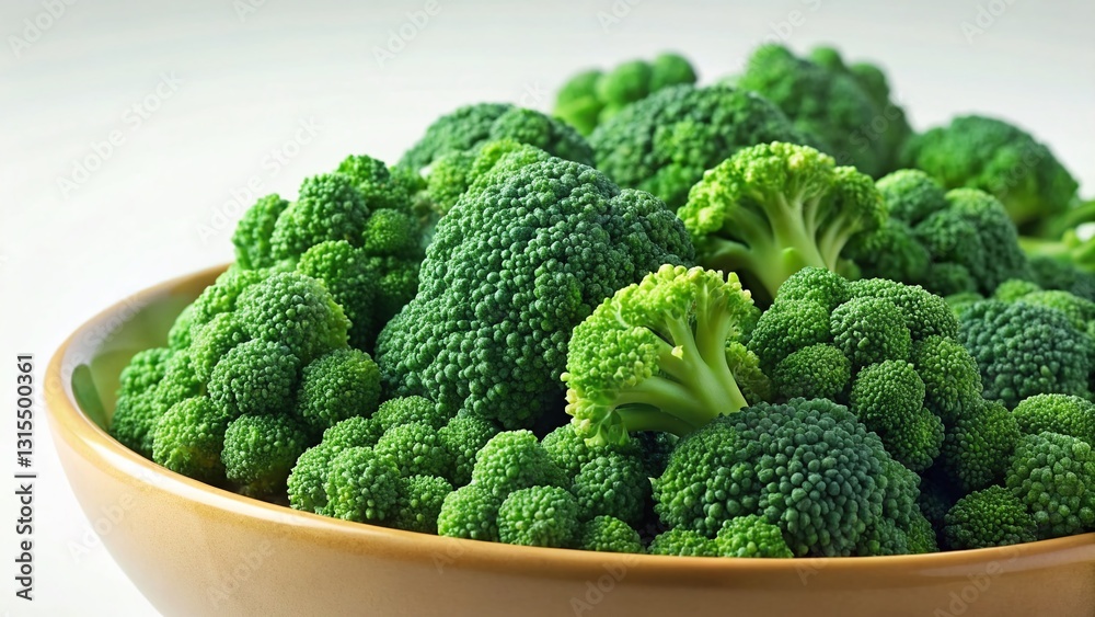 Fresh Broccoli Florets in a Bowl - Healthy Eating Stock Photo Fresh Broccoli Florets in a Bowl - Healthy Eating Stock Photo