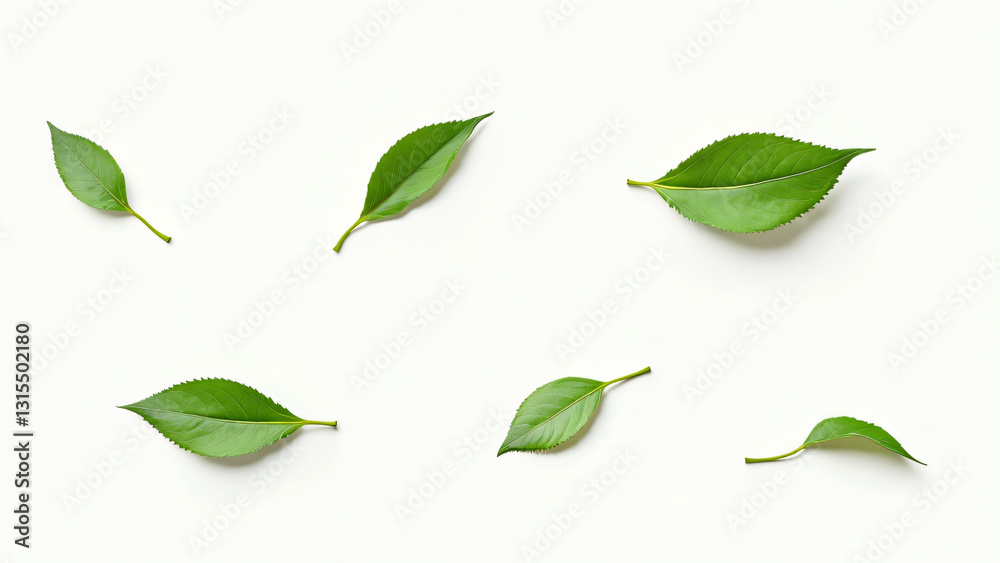 collection of leaf on white background ,seamless pattern background ,isolated on white ,
