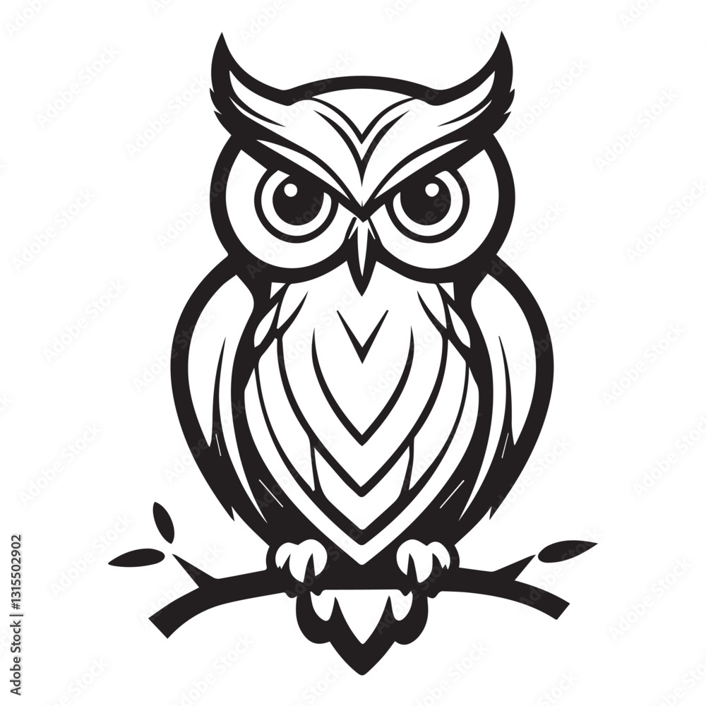 Fototapeta premium owl on a branch on white background