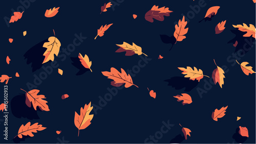 Falling Autumn Leaves with Soft Shadows .eps