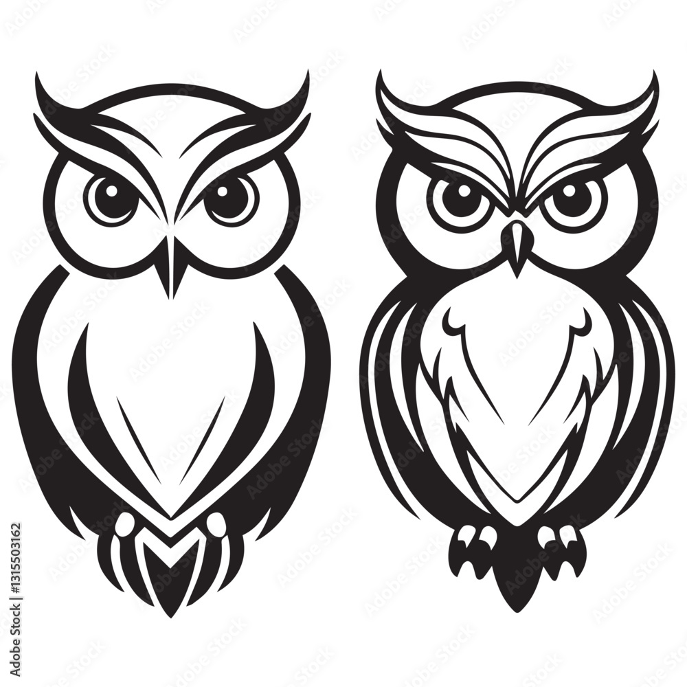 Fototapeta premium two owls on a white