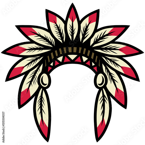 Native Indian American Hat Headdress Illustration