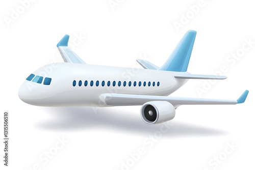 3D white airplane icon with cute blue portholes  
