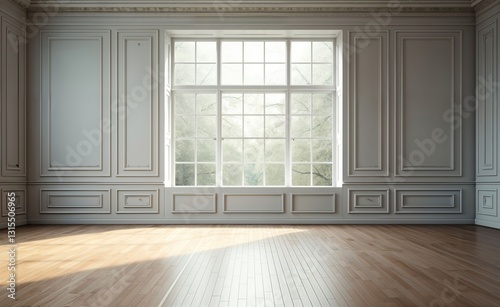 Wallpaper Mural the background of an empty room, captured by white windows and wooden floor Torontodigital.ca