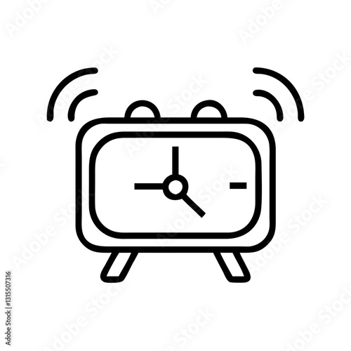 Alarm clock icon ringing, time management concept