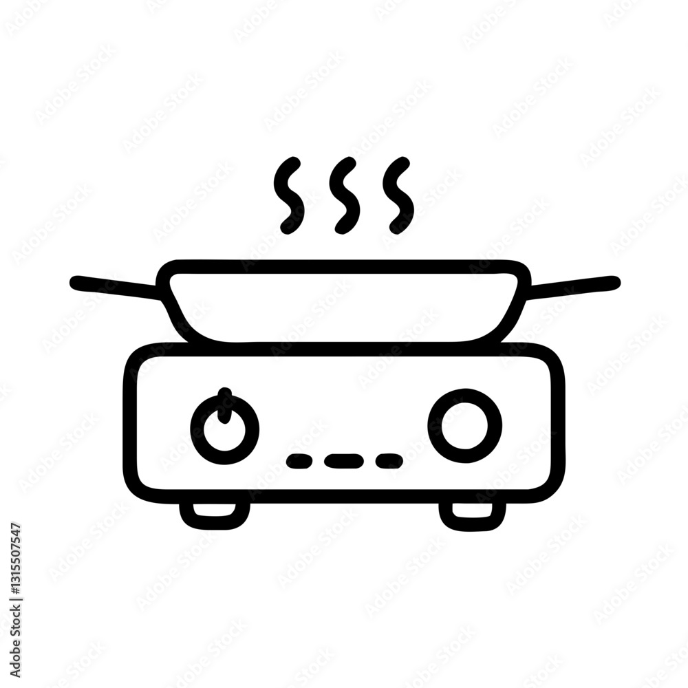 Electric stove icon with steam, cooking concept Electric stove icon with steam, cooking concept