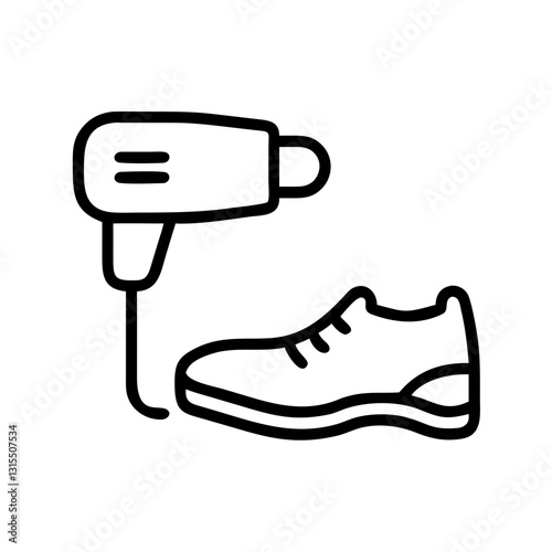 Electric shoe dryer icon with sneaker, footwear care concept