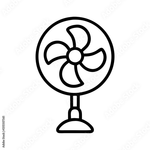 Floor fan icon blowing air, home cooling concept
