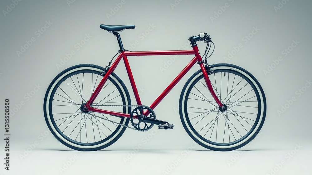 Fototapeta premium Red Bicycle Studio Shot Against Gray Backgrounds's Studio Shot of