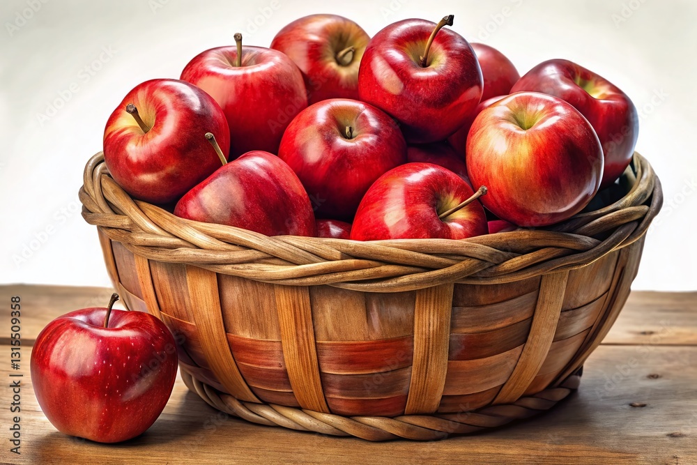 Juicy Red Apples in a Wooden Basket - Rustic Still Life Photography Juicy Red Apples in a Wooden Basket - Rustic Still Life Photography