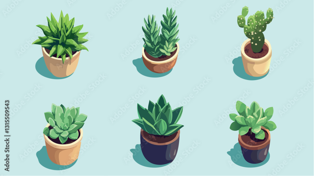 Minimalist Succulent Display in Pots .eps Minimalist Succulent Display in Pots .eps