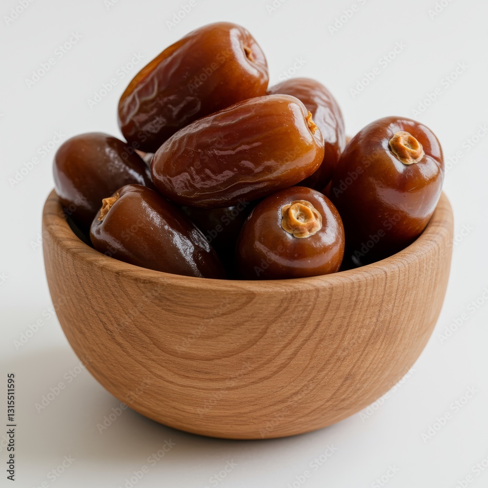 Fototapeta premium delicious dried dates in a bowl isolated on a white background