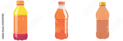 Colorful Bottles of Refreshing Beverage