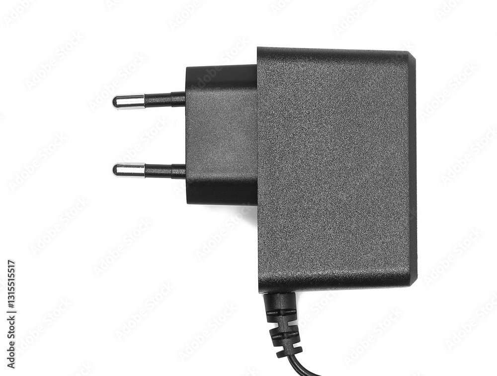 black ac adapter isolated on white black ac adapter isolated on white