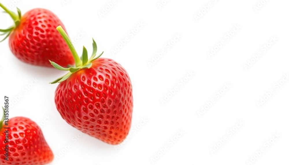 A single, ripe strawberry, perfectly isolated on a bright white background, one, sweet A single, ripe strawberry, perfectly isolated on a bright white background, one, sweet