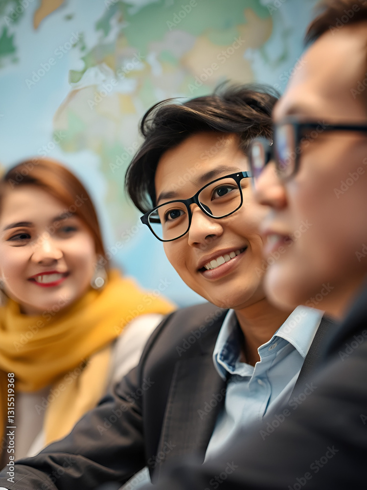 A close-up of an employee participating in a cross-cultural training session to improve global communication skills, showcasing the importance of understanding cultural nuances in business