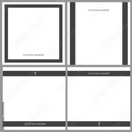 set of Funeral Service Invitation Card Illustration with Blank Space