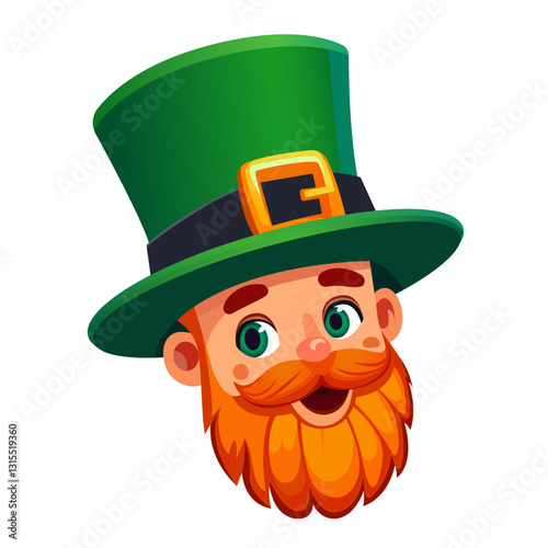 Leprechaun. Cartoon Vector Cute Leprechaun Faces for St. Patrick's Day. Irish man in leprechaun hat, vector illustration for Saint Patrick's day. Man in a green hat. St. Patrick's Day character
