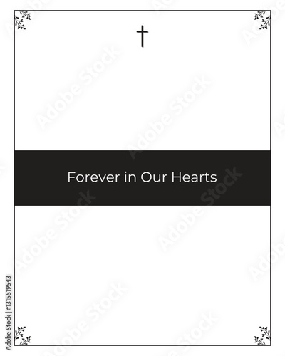 Digital Memorial Announcement Illustration with Empty Card for Text