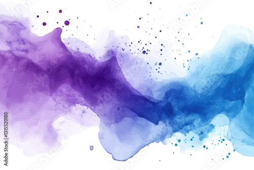 purple blue watercolor stain isolated on white or transparent png 
