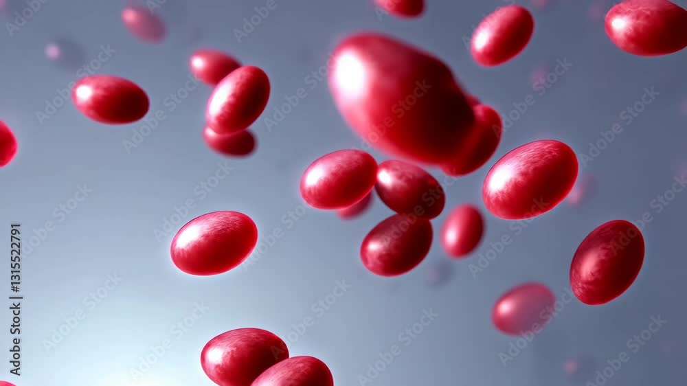 Red blood cells are flowing smoothly in a vein or artery, isolated on a white background Red blood cells are flowing smoothly in a vein or artery, isolated on a white background