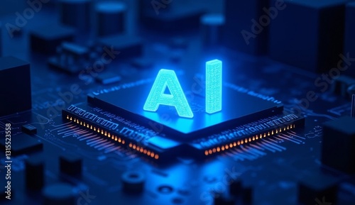 3D illustration of glowing blue 