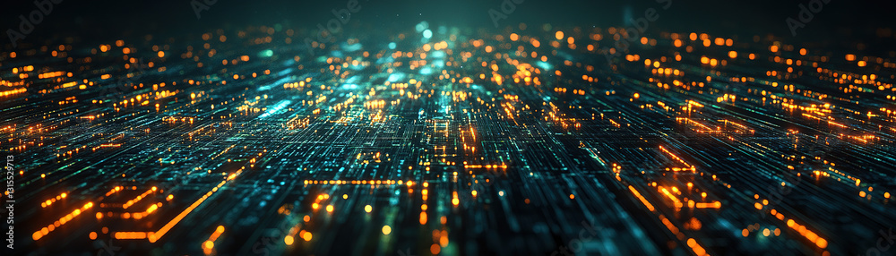 Dynamic data visualization of digital networks virtual environment 3d graphics futuristic perspective technology concept