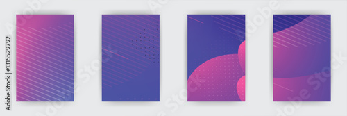 Abstract purple gradient design; lines, shapes, dots; digital template; web banner