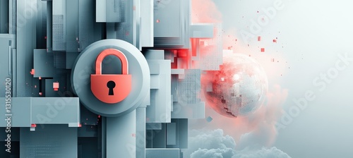 Wallpaper Mural Digital world security concept with padlock, abstract representation of data protection, computer networks, and cyber threat prevention in modern technology Torontodigital.ca