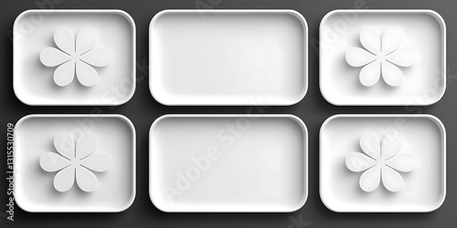 Modern Floral Arrangement on Soft White Trays for Display or Design