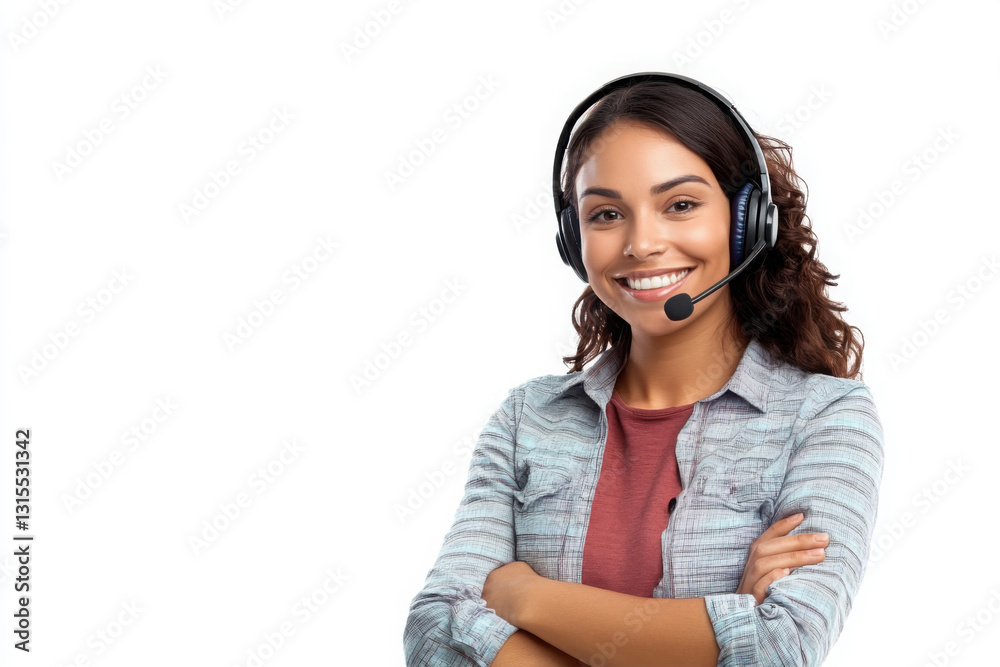 Smiling girl as a call center operator, ready to assist
Smiling girl as a call center operator, ready to assist