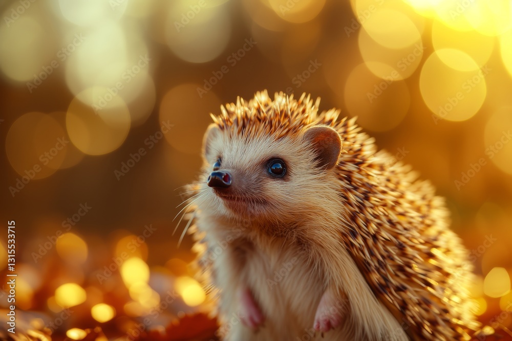Adorable Hedgehog in Golden Autumn Light Adorable Hedgehog in Golden Autumn Light