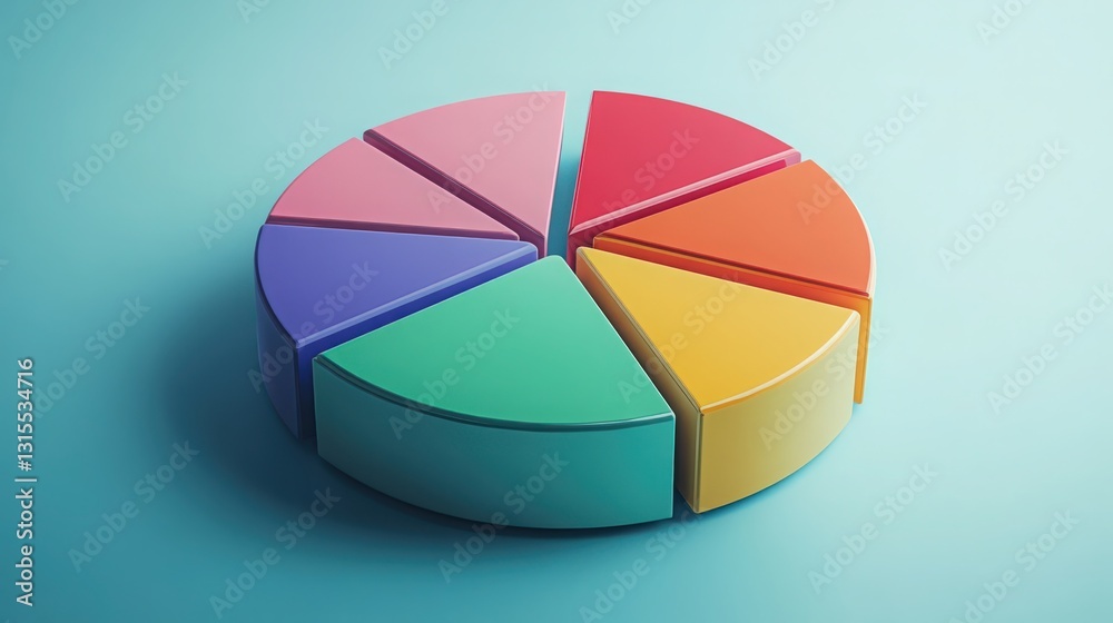 Obraz premium Vivid pie chart illustration with separated sections, representing data analysis