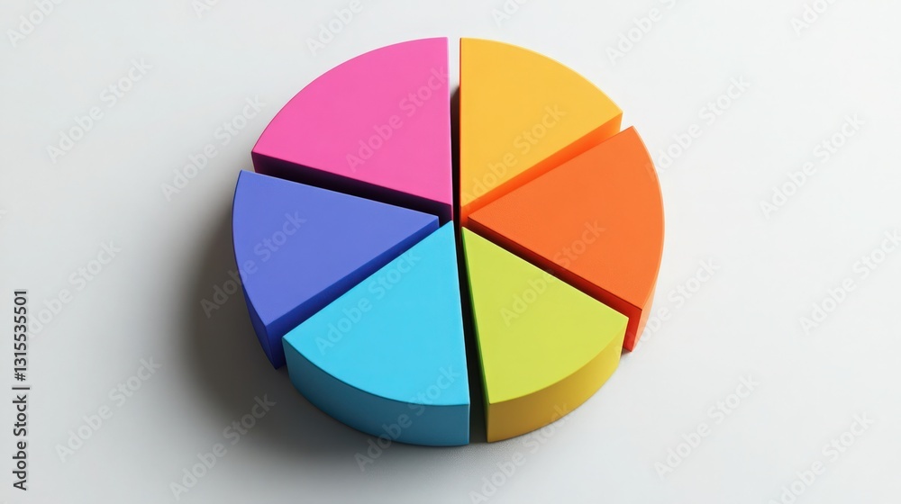Colorful pie chart segments displaying business data representation style Colorful pie chart segments displaying business data representation style