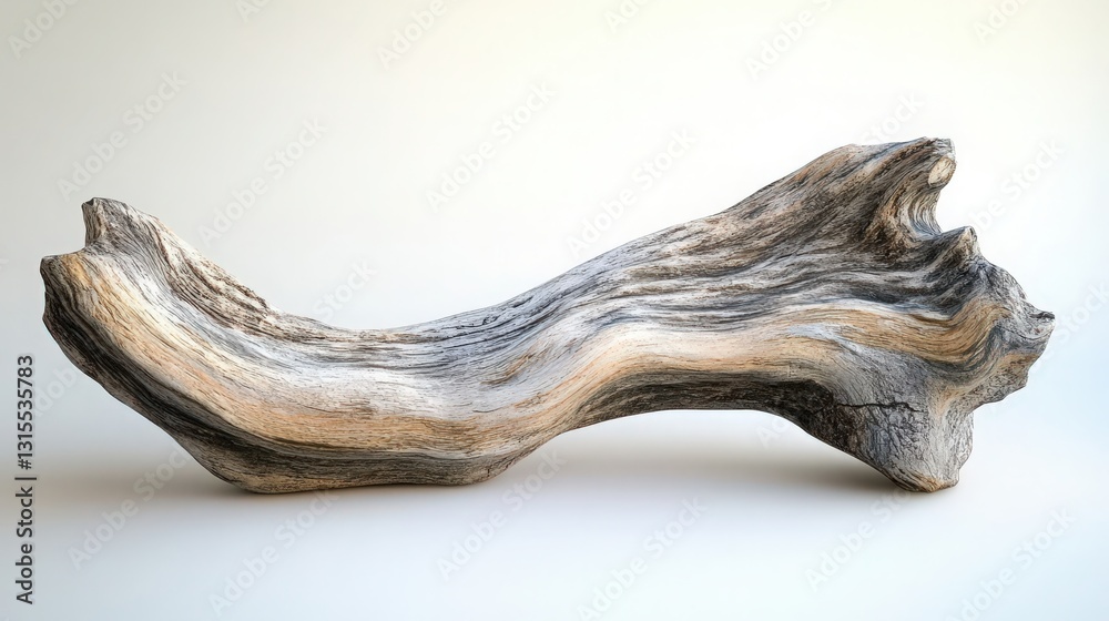 Detailed driftwood piece with textured wood grain and organic form, natural design Detailed driftwood piece with textured wood grain and organic form, natural design
