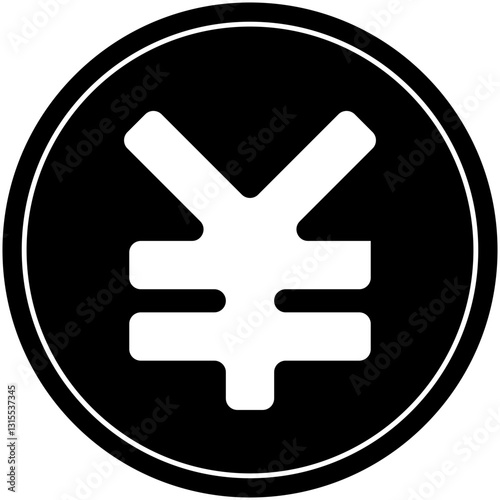 A Bold White Yen Symbol Stands Strong Against A Stark Black Circle Representing Financial Strength And Stability With A Minimalist Graphic Design