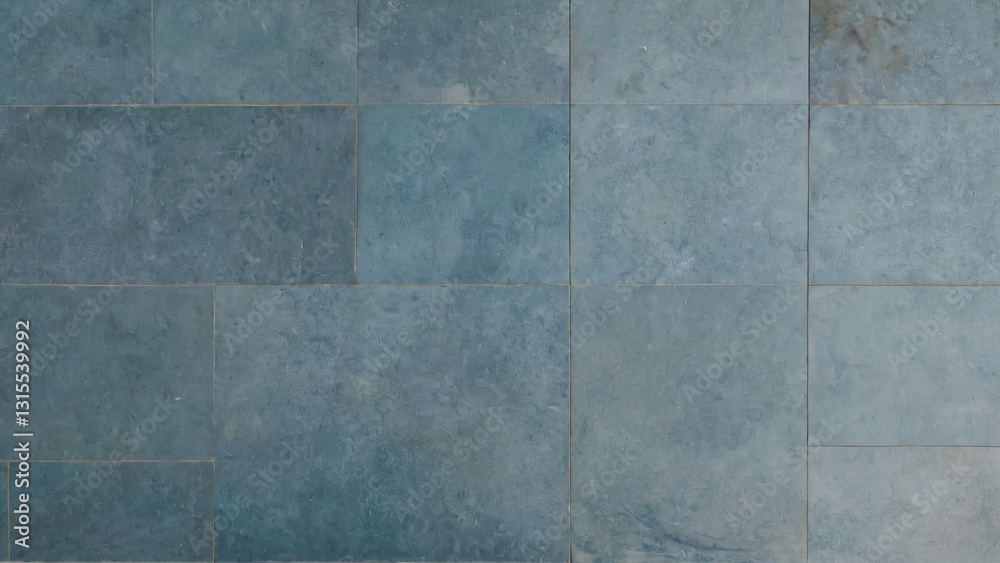 Fototapeta premium Old, broken blue tile floor