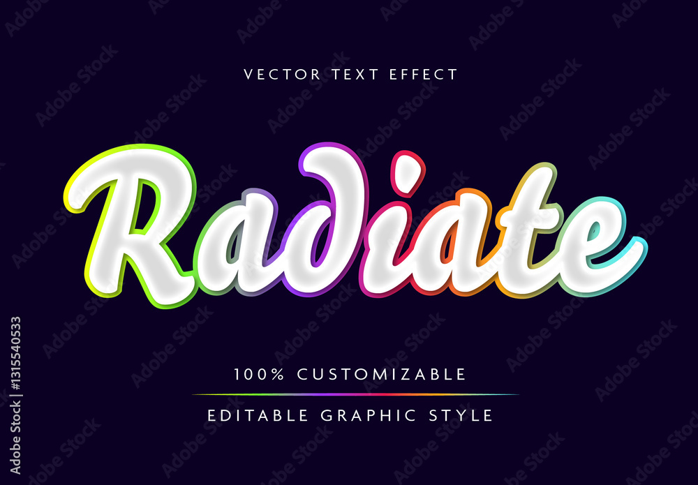 Colorful Script Handwritten Gradient Rainbow Text Effect Stock Template ...