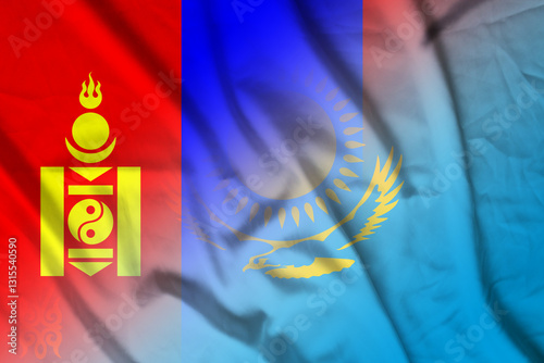 Mongolia and Kazakhstan official flag transborder contract KAZ MNG