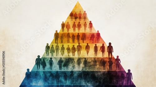 Population strata representation with pyramid layers showing hierarchy levels