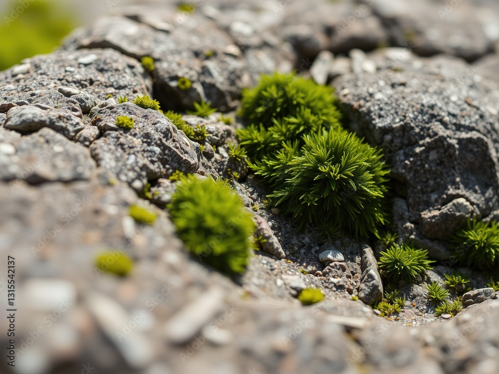 Weathered Stone Surface with Moss Growth Weathered Stone Surface with Moss Growth