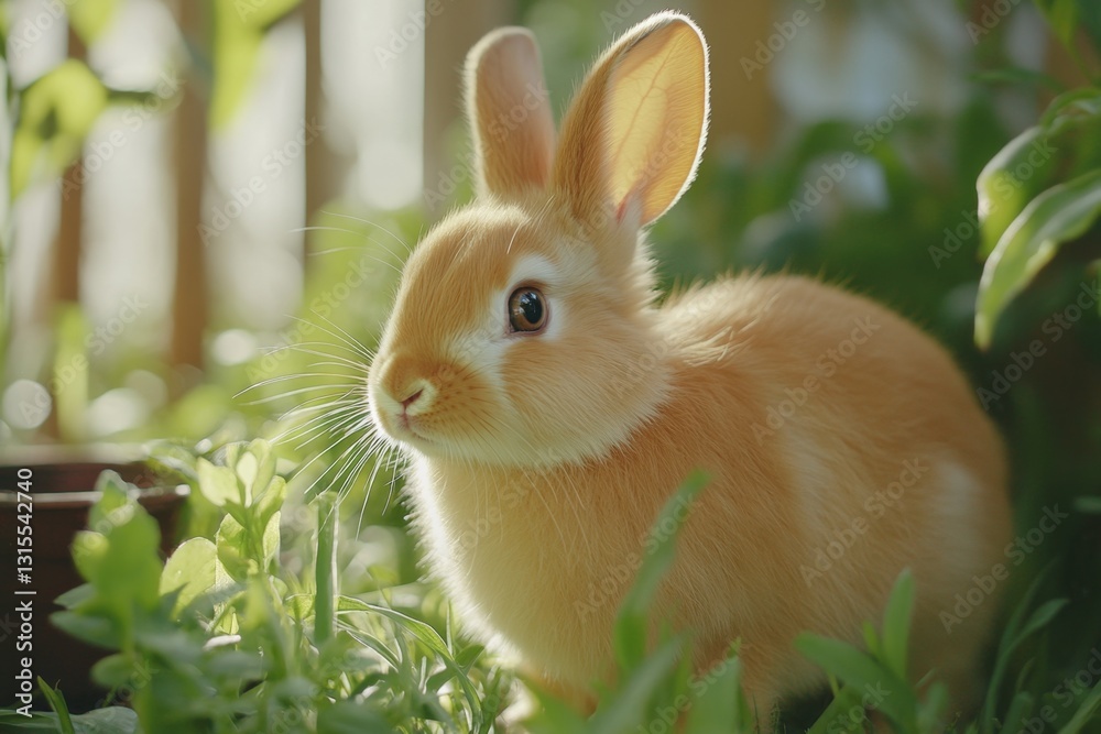 Fototapeta premium Adorable Baby Bunny in Green Grass