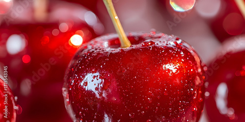 Candy Apple Macro Photo, Red Candy Apple Close Up, Delicious Candy Apple Image, Shiny Red Candy Apple, Sweet Treat Picture photo