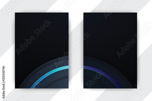 Dark blue arc design templates on white background