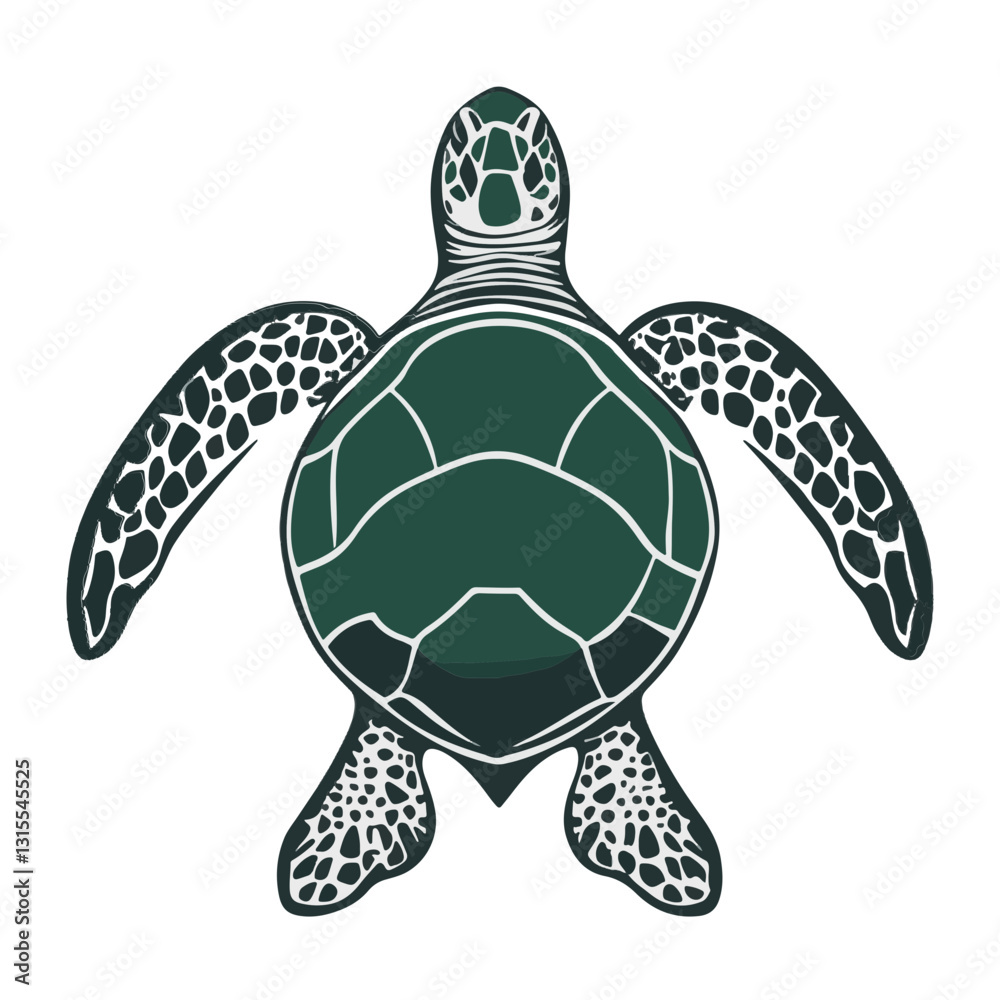 Fototapeta premium Sea Turtle Simple Vector Log