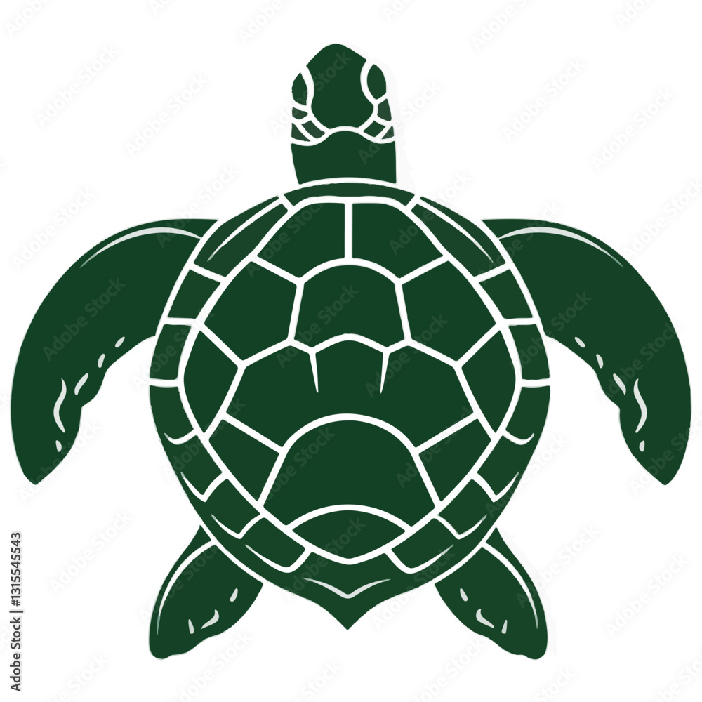 Fototapeta premium Sea Turtle Simple Vector Log