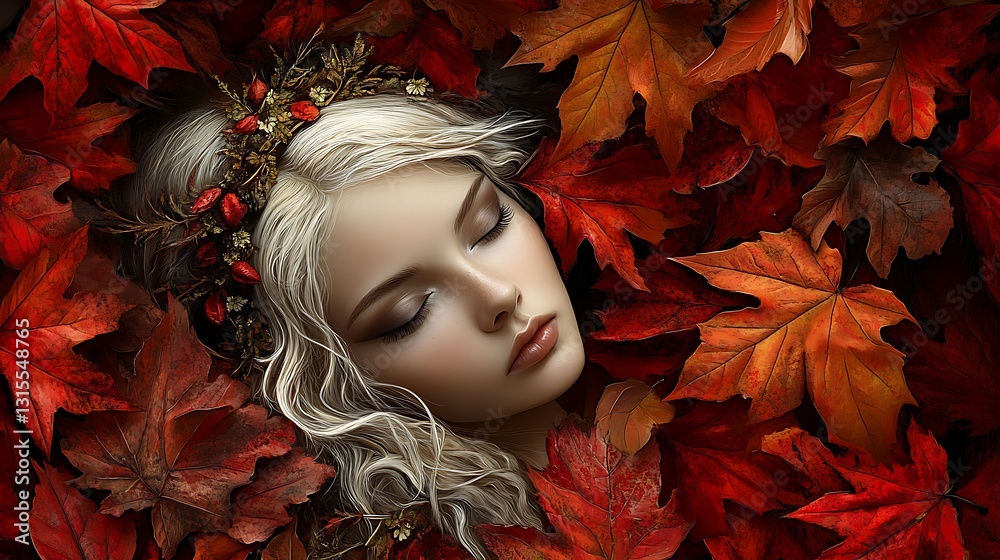 Autumnal Slumber: A Fairytale of Fallen Leaves and Serene Dreams