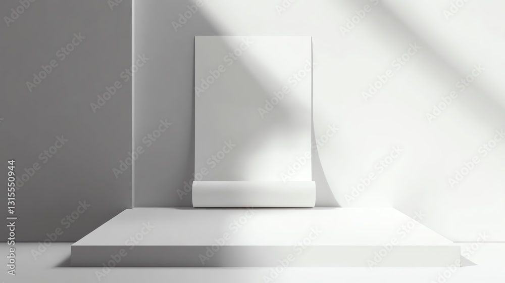 Blank rollup banner stand isolated on a white background, ideal for mockup and design template, with empty space for poster layout 3D Rendering Blank rollup banner stand isolated on a white background, ideal for mockup and design template, with empty space for poster layout 3D Rendering