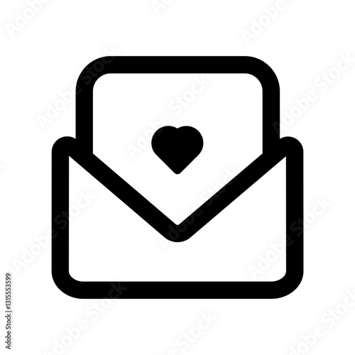 A Heartfelt Message Of Love, Tenderly Delivered In A Simple Yet Elegant Envelope, A Symbol Of Cherished Connection And Warm Wishes, Shown With Bold Outlines And Clean Design